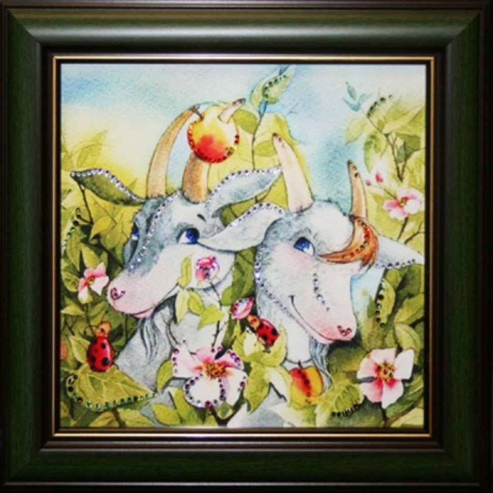 Фото Картина Рогатая нежность с кристаллами Swarovski (1548) - интернет-магазин МегаТерем в Москве