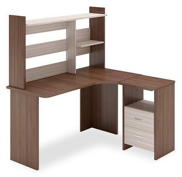 Фото Стол компьютерный Домино Lite СКЛ-Угл130+НКЛ-130 MER_SKL-Ugl130-NKL-130_SHK-CH_PRAV - интернет-магазин МегаТерем в Москве