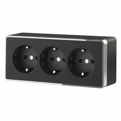 Розетка тройная с заземлением Werkel Gallant (черный/хром) W5073135 WRK_a052592