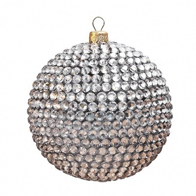 Фото Новогодний шар Блеск серебра с кристаллами Swarovski (4009) - интернет-магазин МегаТерем в Москве