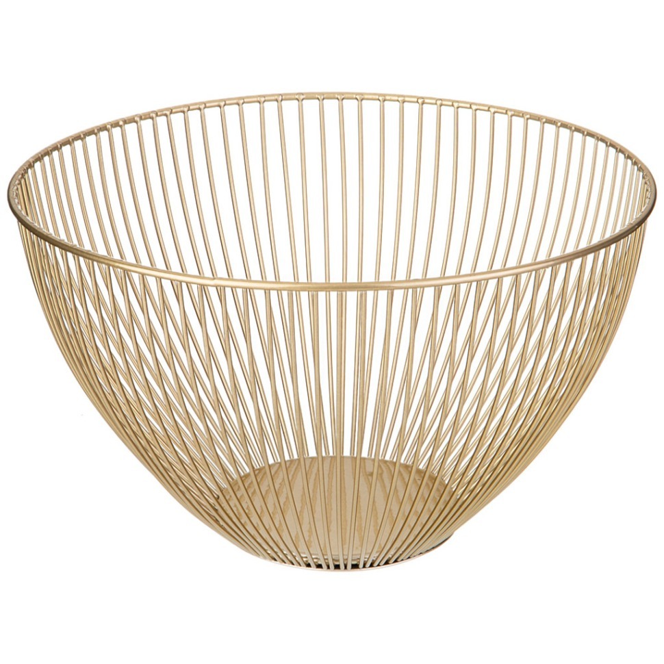 Фото Корзина для фруктов золотая 24,5*24,5*14 см Agness (917-120) - интернет-магазин МегаТерем в Москве