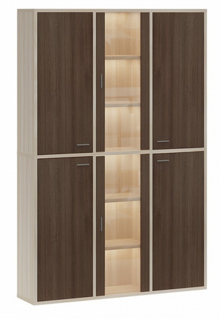 Фото Шкаф-витрина Домино СУ(ш3в2)+4ФГ+2ФС MER_SUsh3v2-4FG-2FS-KSH-karamel-shamoni-CH - интернет-магазин МегаТерем в Москве