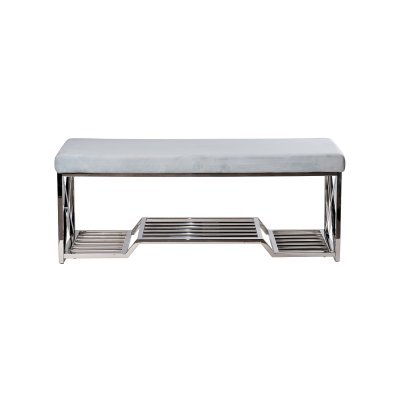 Банкетка голубой велюр/хром...