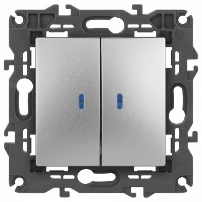 Выключатель двухклавишный с подсветкой без рамки Эра Эра Elegance 14-1105-03 ER_B0034239