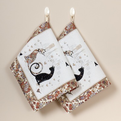 Набор  полотенец из 2-х шт "парижские коты" 40х60см, 100% хлопок, белый твил Lefard (850-746-63)