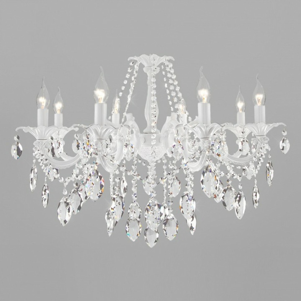 Фото Подвесная люстра Eurosvet Veletta 10108/8 белый/прозрачный хрусталь Strotskis EV_a045452 - интернет-магазин МегаТерем в Москве