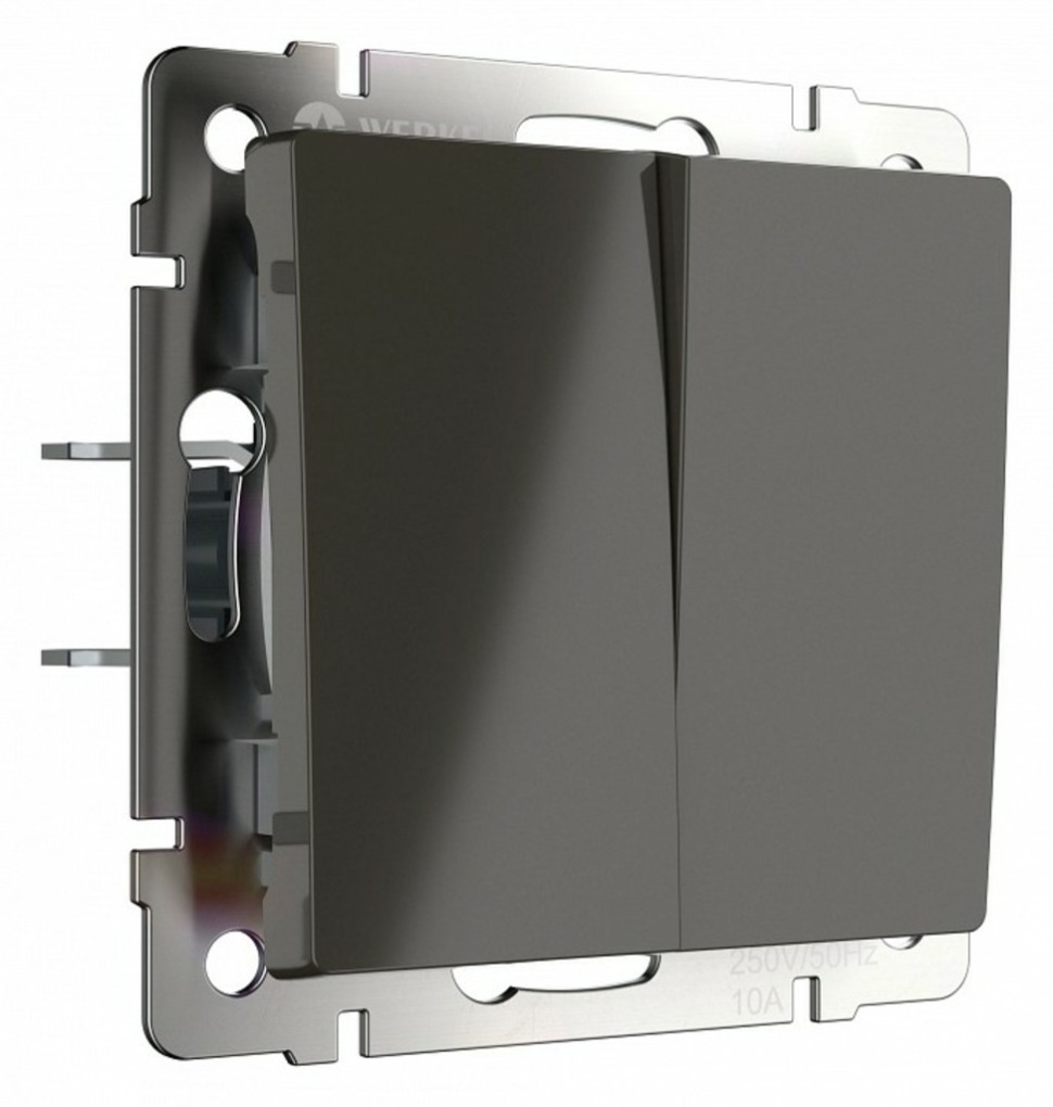 Фото Выключатель двухклавишный без рамки Werkel серо-коричневый W1120007 WRK_a050845 - интернет-магазин МегаТерем в Москве