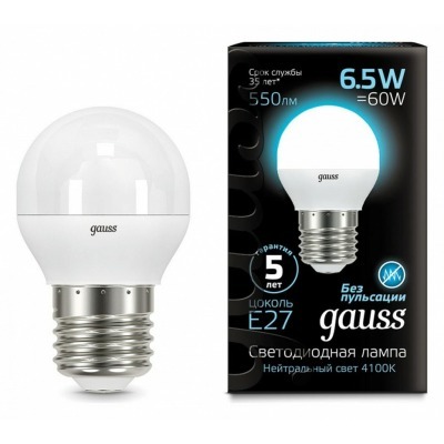 Лампа светодиодная Gauss 1051 E27 6.5Вт 4100K 105102207 GA_105102207