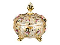 Конфетница с крышкой "lefard gold glass" диаметр=12 см. высота=14 см. (195-103) 