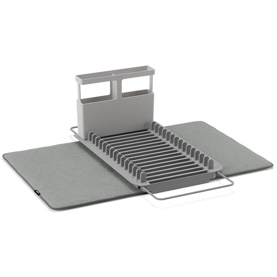 Фото Коврик для сушки посуды с полкой для раковины udry 51х17х57 см, темно-серый (71397) - интернет-магазин МегаТерем в Москве