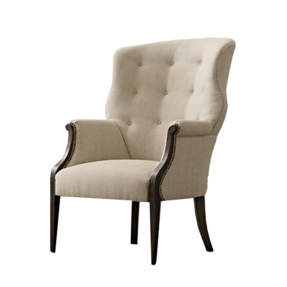 Фото Кресло Фрейлин VT11139-01- A21115A2, каркас массив дуба, обивка лен, Cream, RESTORATION HARDWARE - интернет-магазин МегаТерем в Москве