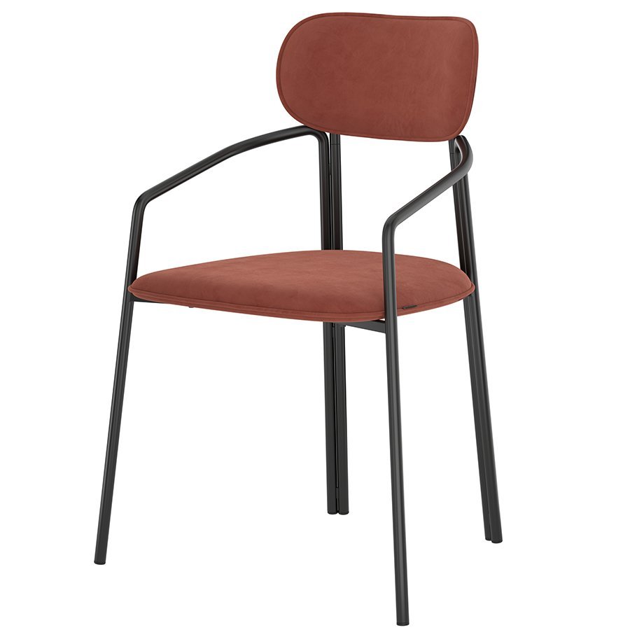 Фото Стул ror, round, велюр, черный/темно-красный (74439) - интернет-магазин МегаТерем в Москве