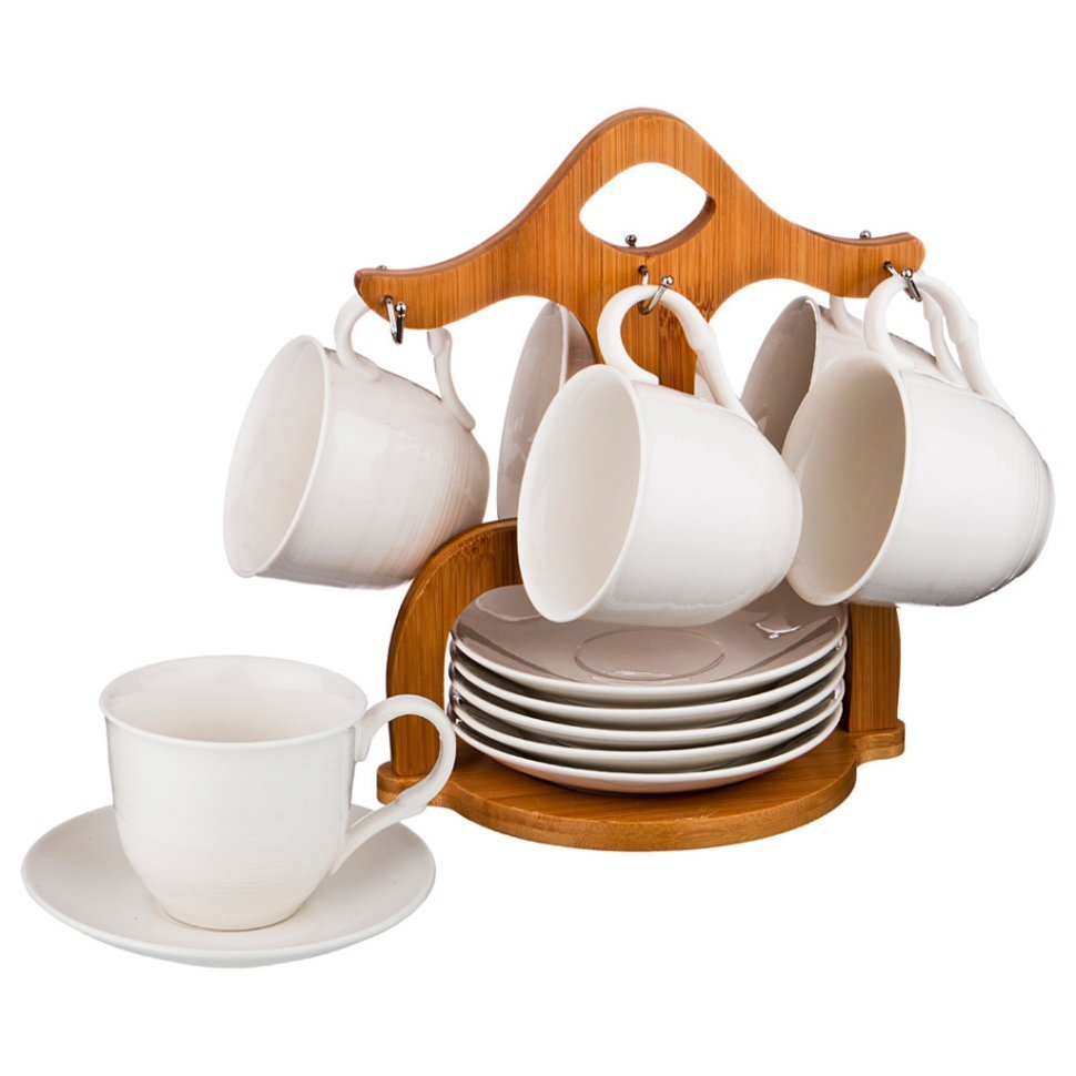 Фото Чайный набор lefard native  на 6 пер. 12 пр. 180 мл на дер. подставке (587-109)  - интернет-магазин МегаТерем в Москве