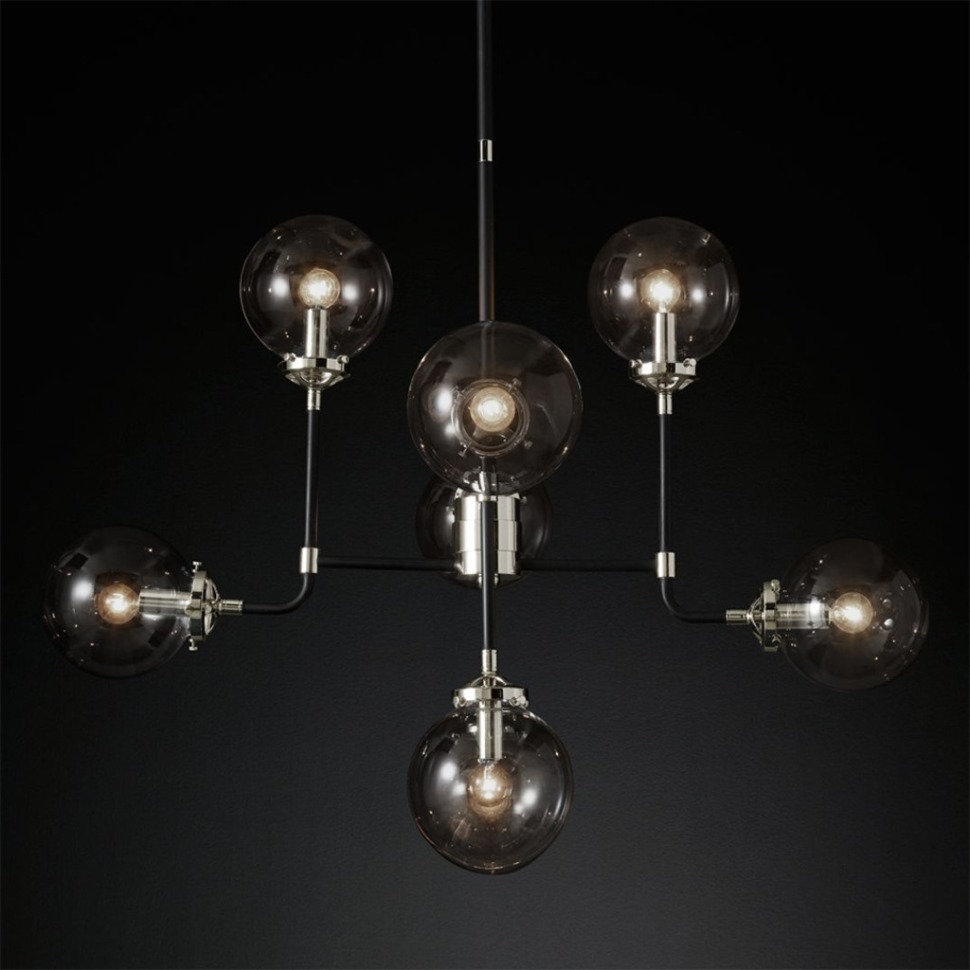 Фото Люстра TD70024-8NI-BLC, каркас металл, стекло, Nickel and matt black, ROOMERS FURNITURE - интернет-магазин МегаТерем в Москве