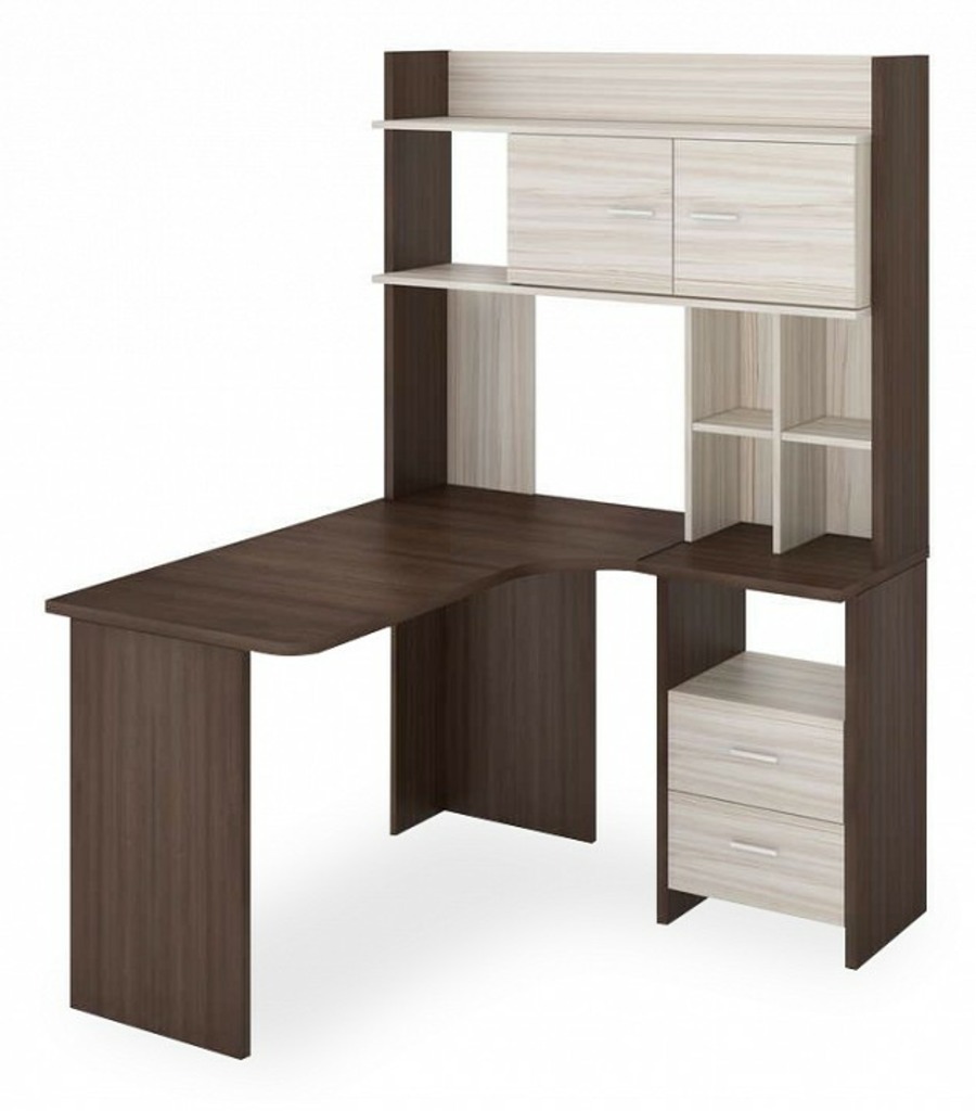 Фото Стол компьютерный Домино Lite СКЛ-Угл130+НКЛХ-120 MER_SKL-Ugl130-NKLH-120_SHK_PRAV - интернет-магазин МегаТерем в Москве