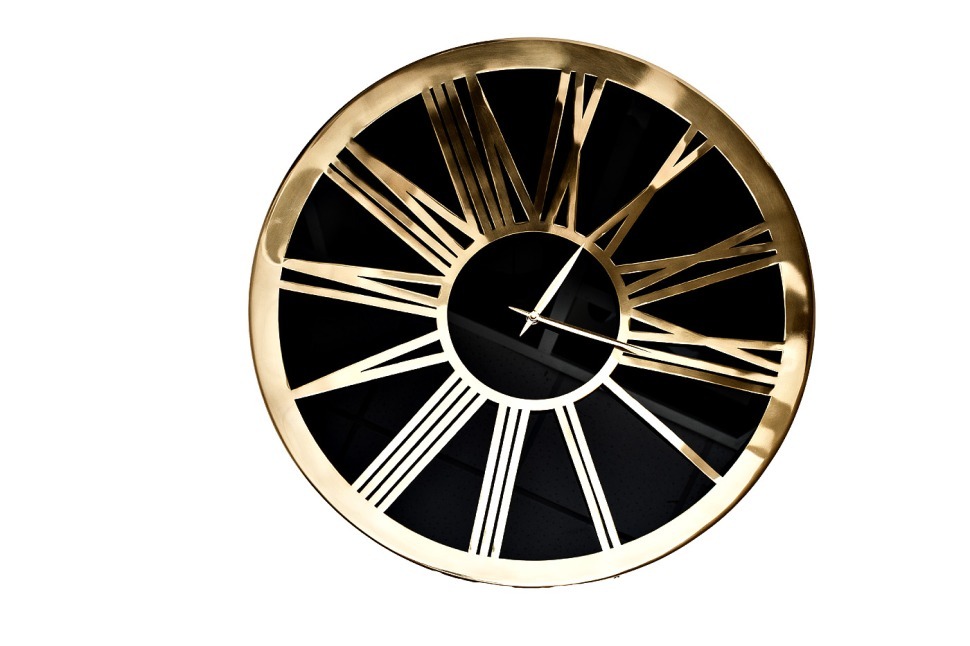 Фото Часы настенные цвет чёрный/золото d53см (TT-00012201) - интернет-магазин МегаТерем в Москве