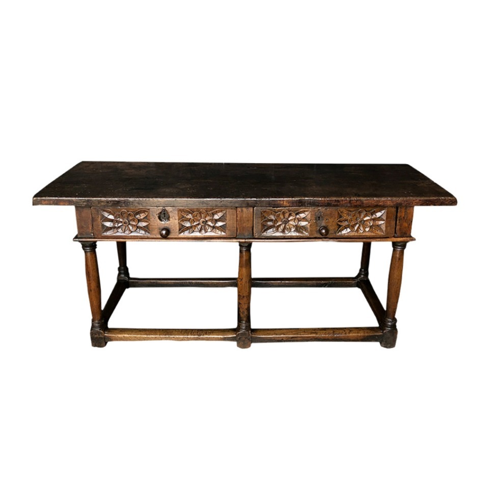 Фото Консоль XVII век, Испания AW-SPANICH TABLE, Орех, Brown, ROOMERS ANTIQUE - интернет-магазин МегаТерем в Москве