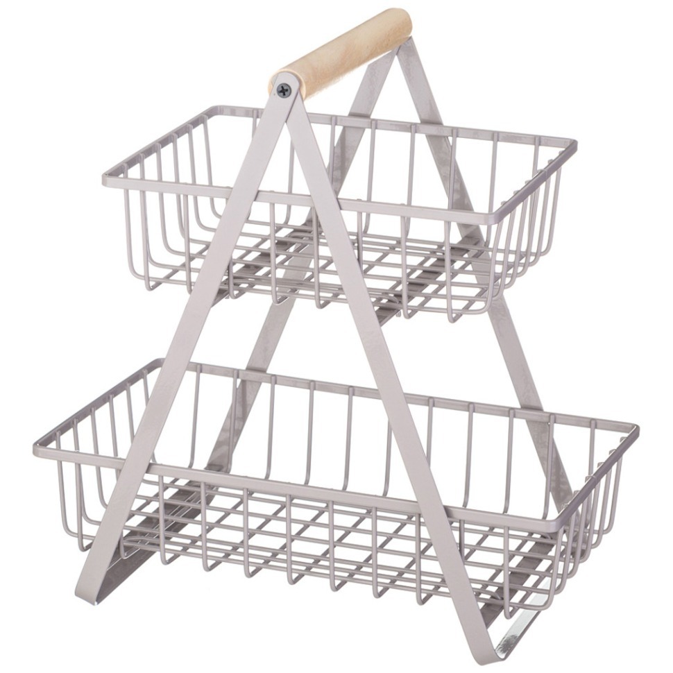 Фото Корзина для фруктов с деревянной ручкой  27.5*17.5*29 см Agness (917-123) - интернет-магазин МегаТерем в Москве