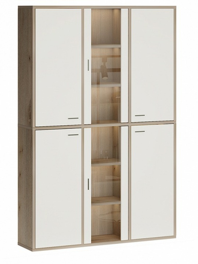 Фото Шкаф-витрина Домино СУ(ш3в2)+4ФГ+2ФС MER_SUsh3v2-4FG-2FS-NBE-nelson-belyj - интернет-магазин МегаТерем в Москве