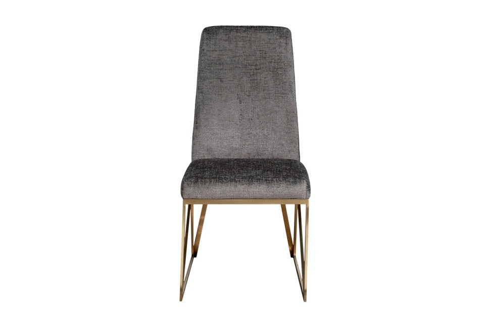 Фото Стул велюр шенилл серый/браш.золото 49*65*99см (TT-00013559) - интернет-магазин МегаТерем в Москве