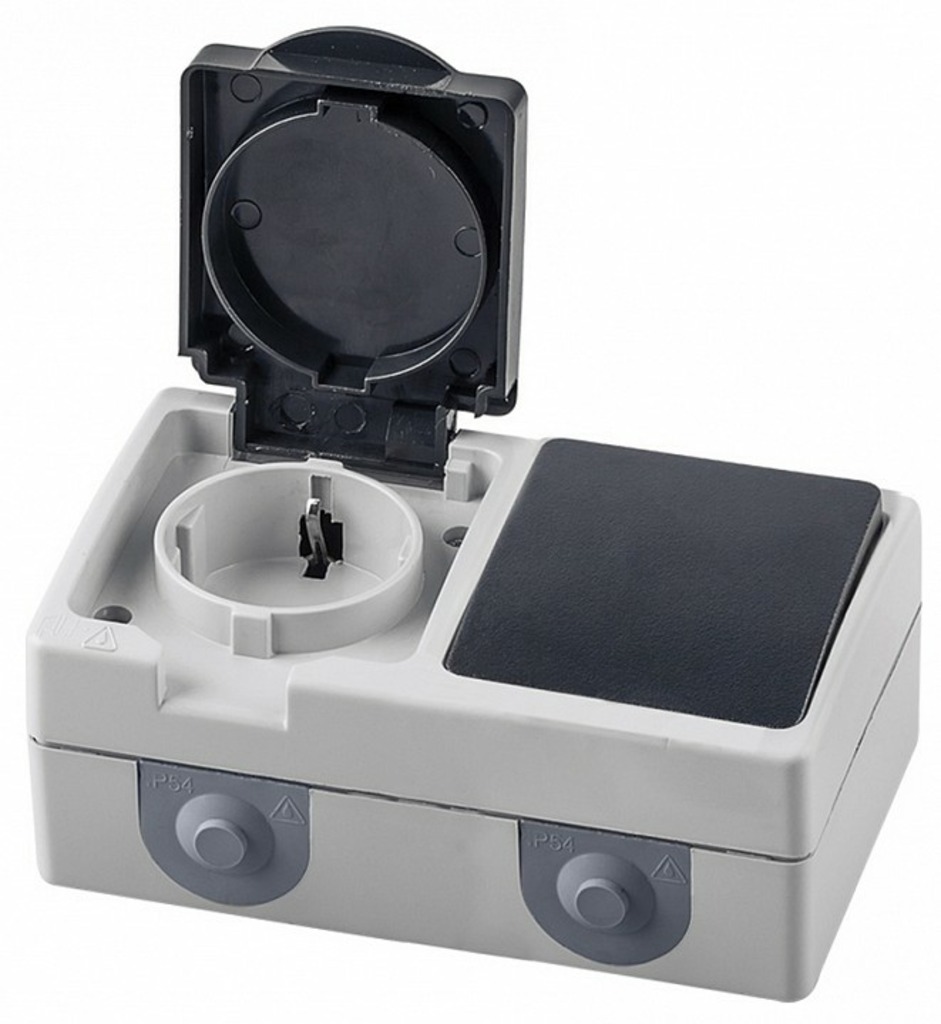 Фото Блок с розеткой и выключателем Stekker PST16-11-54 32759 FE_32759 - интернет-магазин МегаТерем в Москве