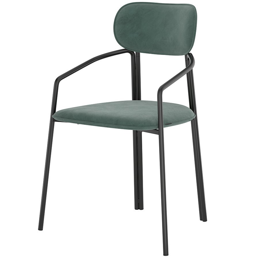 Фото Стул ror, round, велюр, черный/зеленый (74436) - интернет-магазин МегаТерем в Москве