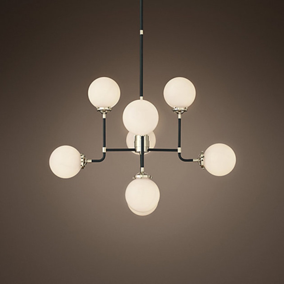 Фото Люстра TD70024-8NI-BLS, каркас металл, стекло, Nickel and matt black, ROOMERS FURNITURE - интернет-магазин МегаТерем в Москве