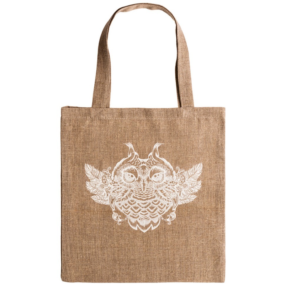 Фото Сумка тотем,40х40см,серый, 100% лён, шампань Lefard (850-609-6) - интернет-магазин МегаТерем в Москве