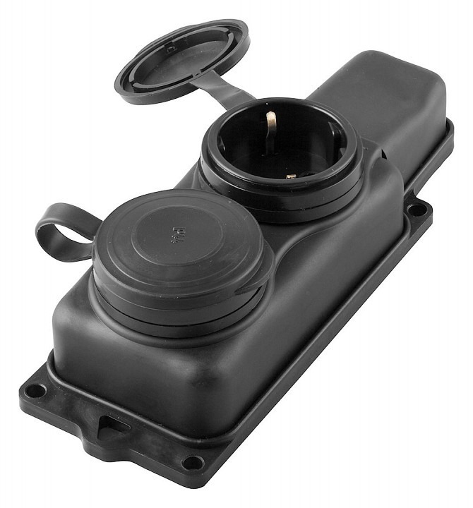 Фото Розетка переносная разборная с заземлением и крышкой Stekker Одри 32738 FE_32738 - интернет-магазин МегаТерем в Москве