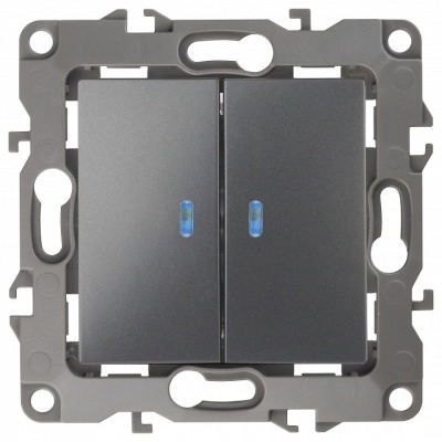 Выключатель двухклавишный с подсветкой без рамки Эра Эра 12 12-1105-12 ER_B0019291