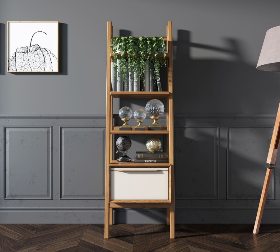 Фото Узкий стеллаж Bruni white с открытыми полками арт BR29WH-ET - интернет-магазин МегаТерем в Москве