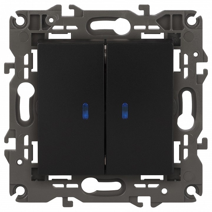 Фото Выключатель двухклавишный с подсветкой без рамки Эра Эра Elegance 14-1105-05 ER_B0034241 - интернет-магазин МегаТерем в Москве