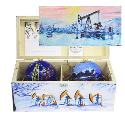 Новогодний набор на 2 шара Нефть 3 с кристаллами Swarovski (2238)