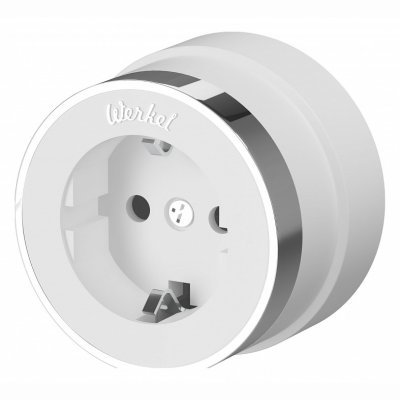 Розетка с заземлением Werkel Vintage (белый матовый/хром) W5871050 WRK_a055918