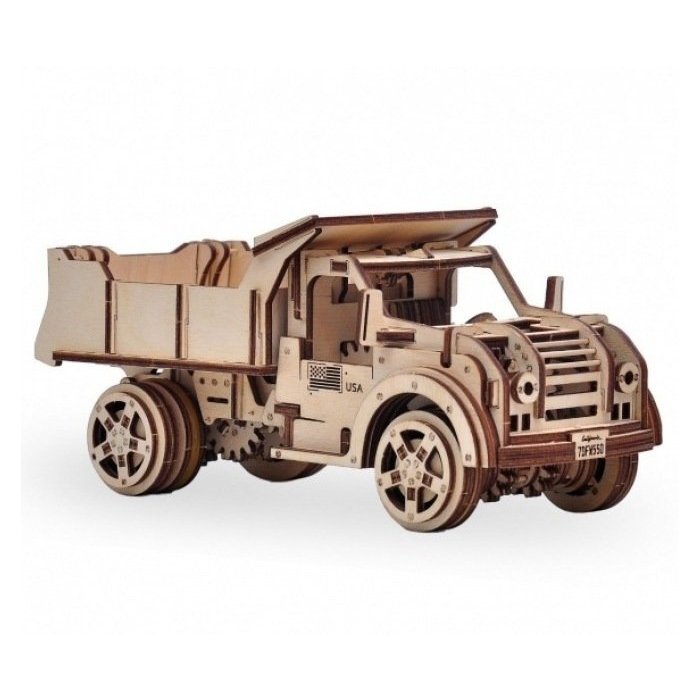 Фото Механический 3D-пазл из дерева Wood Trick Грузовик-Самосвал - 1234-3 - интернет-магазин МегаТерем в Москве