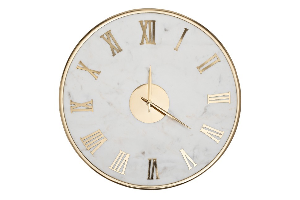 Фото Часы настенные белый мрамор/золото d40см (TT-00012202) - интернет-магазин МегаТерем в Москве