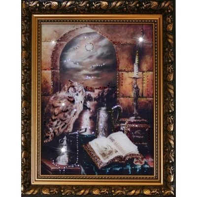 Картина Филин на книгах с кристаллами Swarovski (1301)