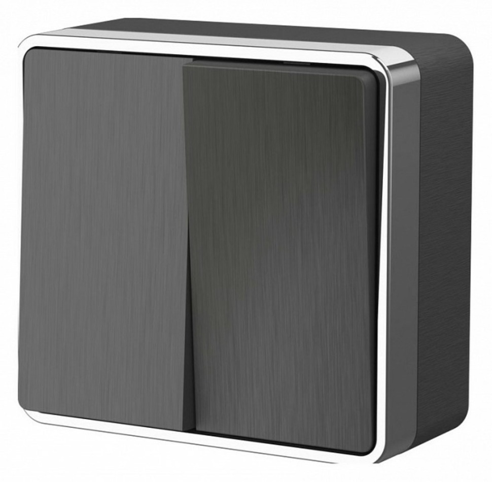 Фото Выключатель двухклавишный Werkel Gallant (графит рифленый) W5020004 WRK_a051337 - интернет-магазин МегаТерем в Москве