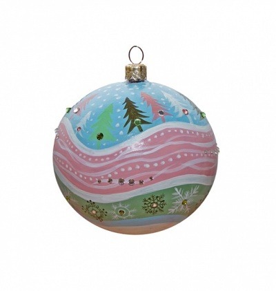 Фото Новогодний шар Зимние узоры с кристаллами Swarovski (4006) - интернет-магазин МегаТерем в Москве