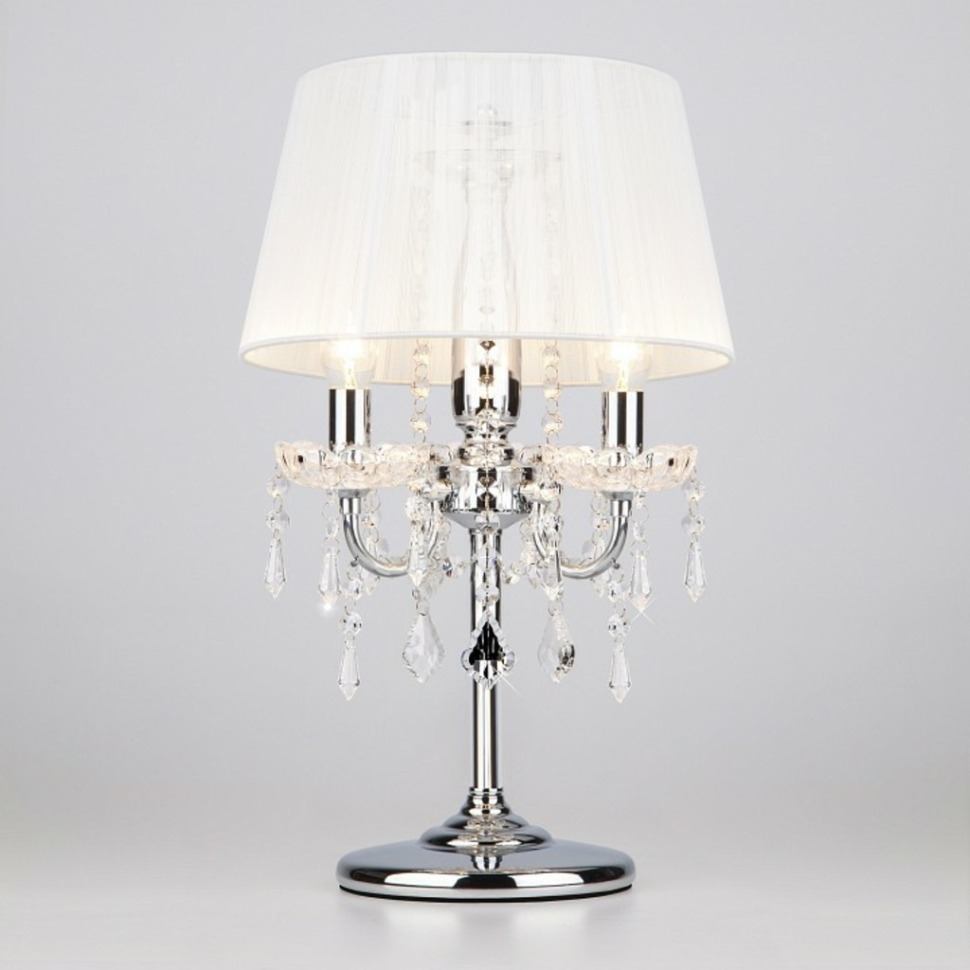 Фото Настольная лампа декоративная Eurosvet Allata 2045/3T хром/белый настольная лампа EV_57135 - интернет-магазин МегаТерем в Москве