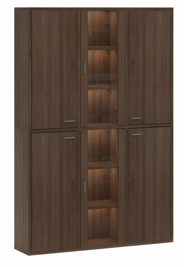 Фото Шкаф-витрина Домино СУ(ш3в2)+4ФГ+2ФС MER_SUsh3v2-4FG-2FS-SH-shamoni-CH - интернет-магазин МегаТерем в Москве