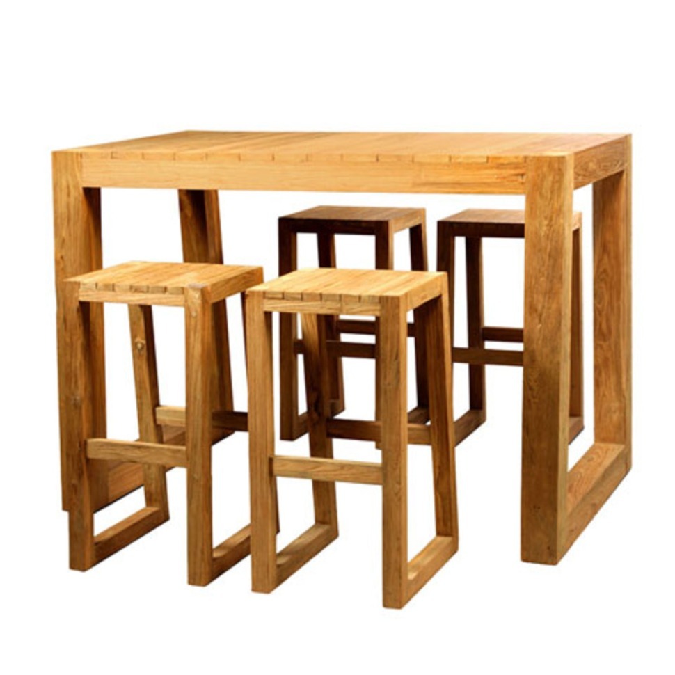 Фото Стол барный BELLA 7BTBL150094105, массив тикового дерева, Indoor grey, ROOMERS FURNITURE - интернет-магазин МегаТерем в Москве