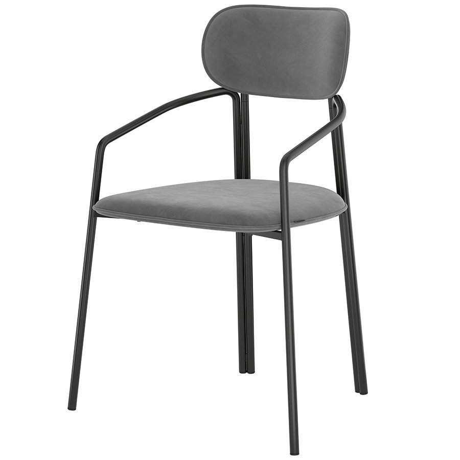 Фото Стул ror, round, велюр, черный/серый (74438) - интернет-магазин МегаТерем в Москве