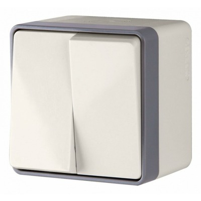 Выключатель двухклавишный влагозащищенный Werkel Gallant (слоновая кость) WL15-03-02 WRK_a036777