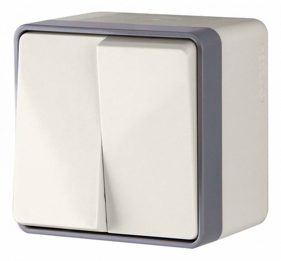 Фото Выключатель двухклавишный влагозащищенный Werkel Gallant (слоновая кость) WL15-03-02 WRK_a036777 - интернет-магазин МегаТерем в Москве