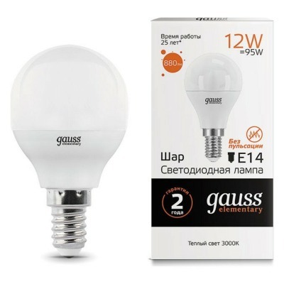 Лампа светодиодная Gauss LED Elementary E14 12Вт 3000K 53112 GA_53112