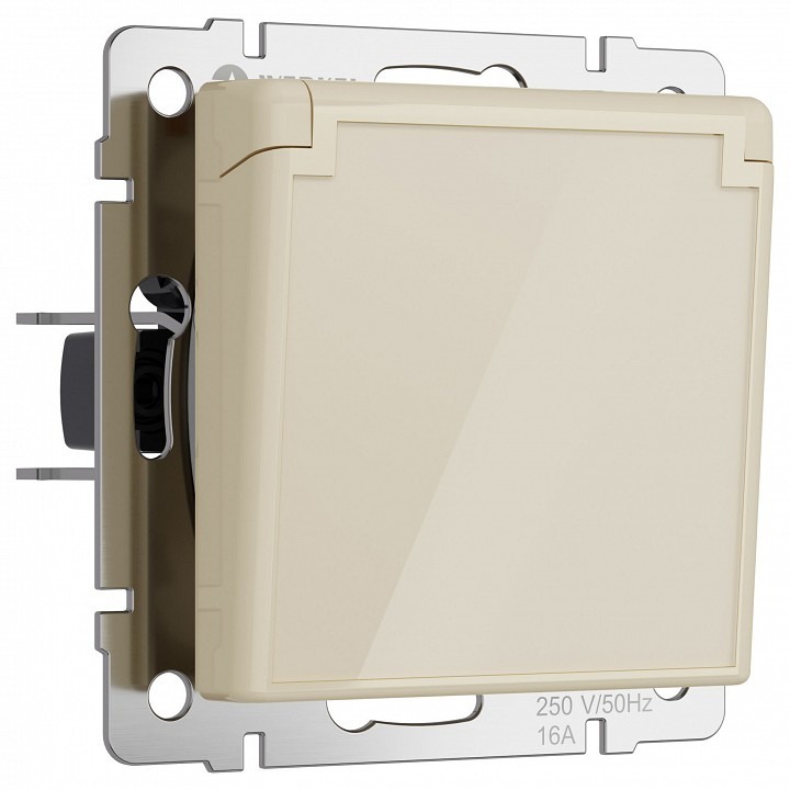 Фото Розетка влагозащищенная с заземлением и со шторками, без рамки с крышкой Werkel айвори акрил W1171243 WRK_a064062 - интернет-магазин МегаТерем в Москве