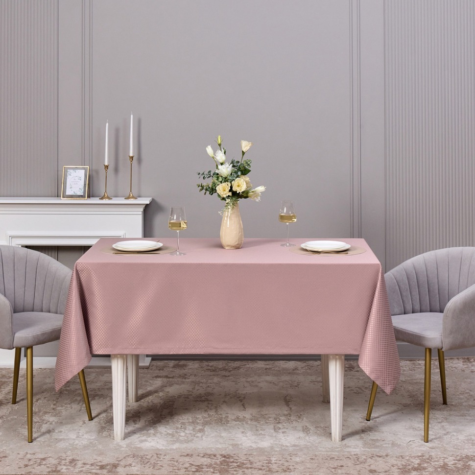 Фото Скатерть 145х220см серый теплый  евроуголок 100% полиэстер SANTALINO (805-028-21) - интернет-магазин МегаТерем в Москве