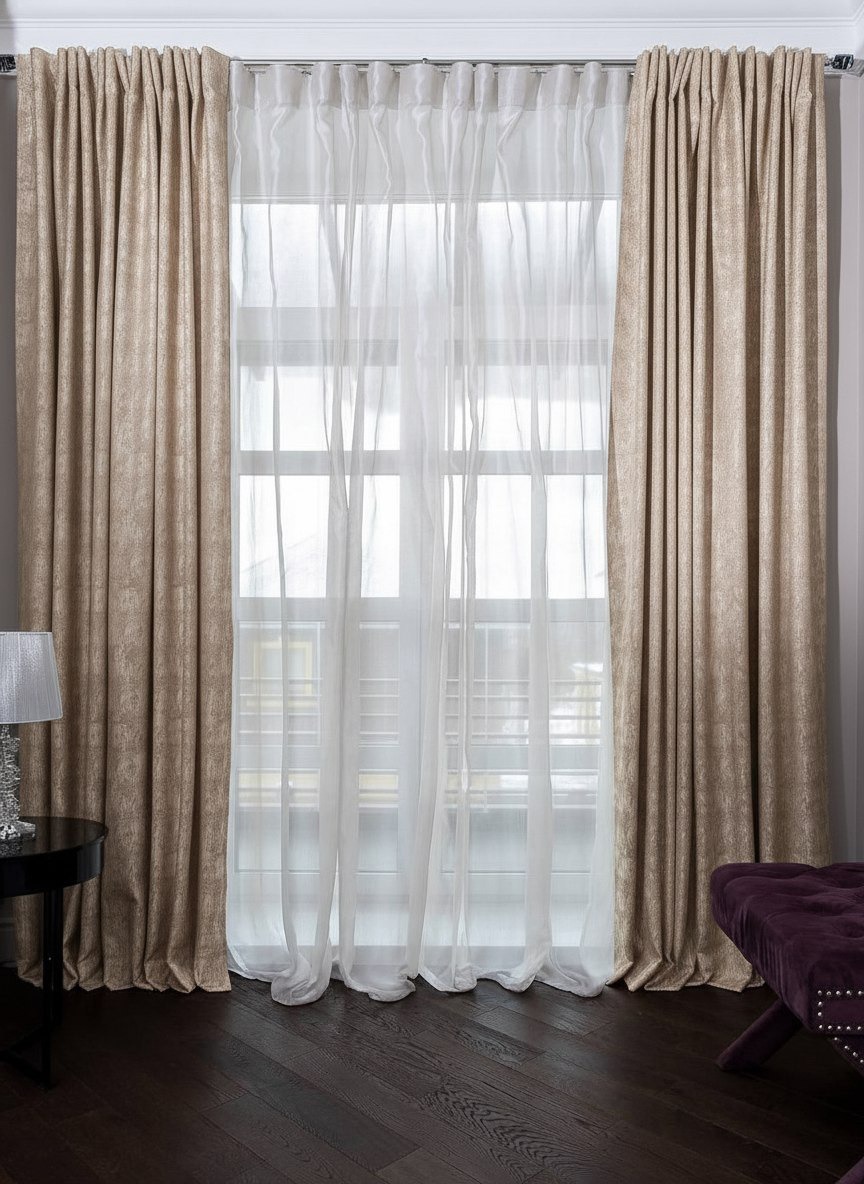 Фото Портьера HOUSTON бежевый 275*260см (TT-00016083) - интернет-магазин МегаТерем в Москве