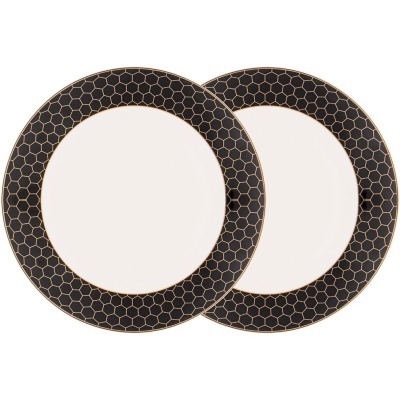 Набор тарелок обеденных "Harmony" чёрно-золотая деколь 2 шт, 27см (TT-00008398)